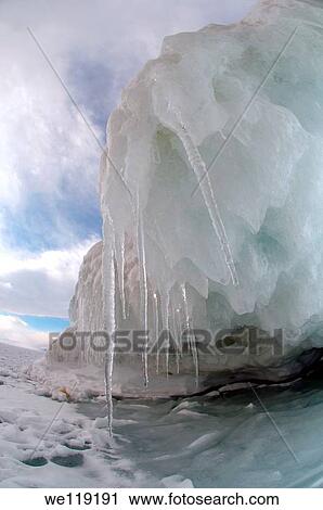 Stock Image - Ice cave on Olkhon island, Lake Baikal, Siberia, Russian Federation, Eurasia. Fotosearch