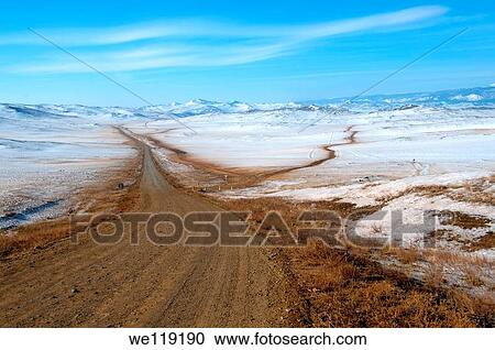 Road through winter landscape, Olkhon island, Lake Baikal, Siberia, Russia, Eurasia View Large Photo Image Stock Image - Road through winter landscape, Olkhon island, Lake Baikal, Siberia, Russia, Eurasia. Fotosearch
