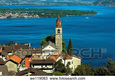 Ronco sopra Ascona with the church San Martino at the lake Lago Maggiore, Ticino, Switzerland View Large Photo Image Stock Image - Ronco sopra Ascona with the church San Martino at the lake Lago Maggiore, Ticino, Switzerland. Fotosearch