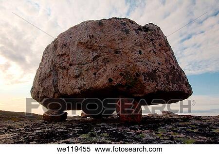 Stock Photography - Sieid, ceremonial stone, near Barents Sea, Russia, Arctic. Fotosearch