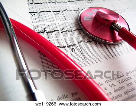 Stock Photograph - Stethoscope and electrocardiogram printout. Fotosearch