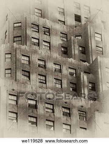 Stock Photo - Vintage New York City postcard: facade of a building. Fotosearch