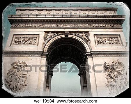 Vintage Paris Postcard: Arc de Triomphe View Large Photo Image Picture - Vintage Paris Postcard: Arc de Triomphe. Fotosearch