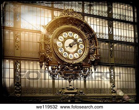 Vintage Paris Postcard: Mus? e d? Orsay Clock, Victor Laloux, Main Hall View Large Photo Image Stock Image - Vintage Paris Postcard: Mus? e d? Orsay Clock, Victor Laloux, Main Hall. Fotosearch