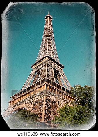 Vintage Paris Postcard: Tour Eiffel View Large Photo Image Stock Image - Vintage Paris Postcard: Tour Eiffel. Fotosearch