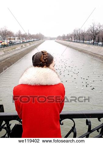 Stock Image - Young elegant woman in Bucharest, Romania. Fotosearch