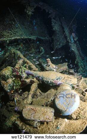 Stock Photo - Artifacts of Kiyosumi Maru in Truk Lagoon. Fotosearch