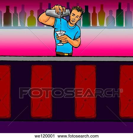 Bartender making a cocktail at a bar counter View Large Photo Image Stock Image - Bartender making a cocktail at a bar counter. Fotosearch