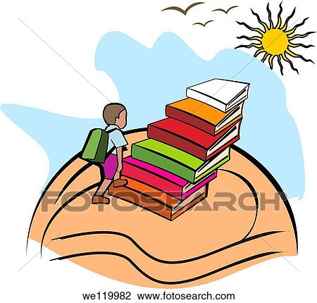 Boy climbing up steps formed with stack of books View Large Photo Image Stock Image - Boy climbing up steps formed with stack of books. Fotosearch
