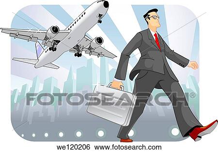 Stock Photograph - Businessman holding a briefcase and walking. Fotosearch