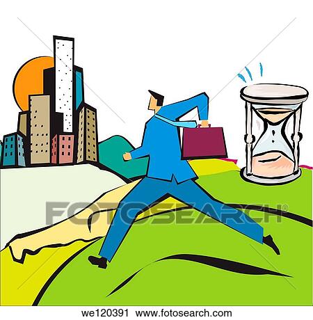 Businessman running with an hourglass View Large Photo Image Stock Image - Businessman running with an hourglass. Fotosearch