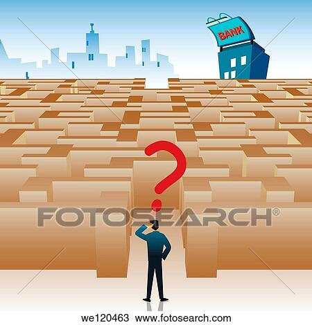 Businessman standing at the entrance of maze and looking confused to find the way to bank View Large Photo Image Stock Image - Businessman standing at the entrance of maze and looking confused to find the way to bank. Fotosearch