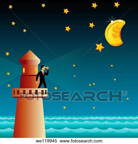 Businessman standing on a lighthouse View Large Photo Image Stock Photography - Businessman standing on a lighthouse. Fotosearch