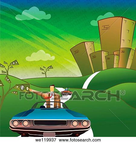 Businessman traveling in a car and pointing sideways View Large Photo Image Stock Photo - Businessman traveling in a car and pointing sideways. Fotosearch