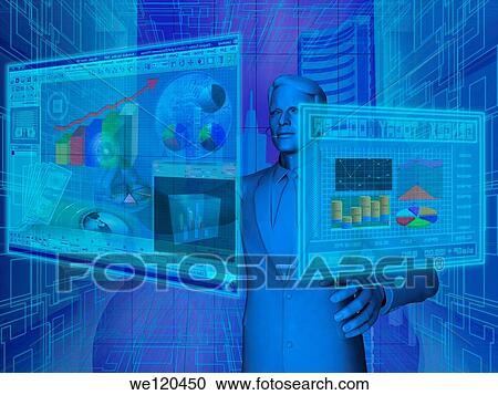 Businessman using virtual screens for financial activities View Large Photo Image Stock Image - Businessman using virtual screens for financial activities. Fotosearch