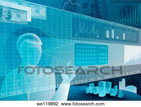 Businessman using virtual touch screen for online trading View Large Photo Image Stock Image - Businessman using virtual touch screen for online trading. Fotosearch