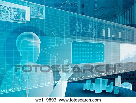 Businessman using virtual touch screen for online trading View Large Photo Image Stock Image - Businessman using virtual touch screen for online trading. Fotosearch