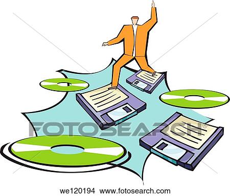 Businessman walking on a floppy disk View Large Photo Image Picture - Businessman walking on a floppy disk. Fotosearch