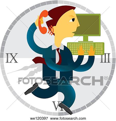 Stock Photo - Businessman working late in office. Fotosearch