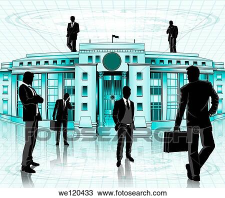 Stock Image - Businessmen in front of a central bank, Reserve Bank of India, Mumbai, Maharashtra, India. Fotosearch