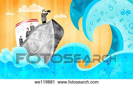 Businessmen sailing thru rough economic period View Large Photo Image Stock Image - Businessmen sailing thru rough economic period. Fotosearch