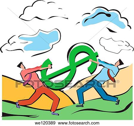 Businessmen tugging a dollar sign View Large Photo Image Stock Photo - Businessmen tugging a dollar sign. Fotosearch