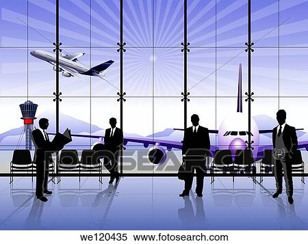 Stock Photography - Businessmen waiting at an airport lounge. Fotosearch