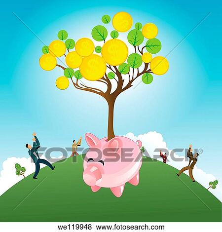 Businessmen waiting for the fall of coin from a money tree View Large Photo Image Stock Photo - Businessmen waiting for the fall of coin from a money tree. Fotosearch