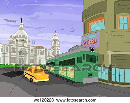 Cable car in front of a museum, Victoria Memorial, Kolkata, West Bengal, India View Large Photo Image Stock Image - Cable car in front of a museum, Victoria Memorial, Kolkata, West Bengal, India. Fotosearch