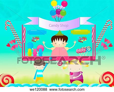 Children in a candy store View Large Photo Image Stock Photo - Children in a candy store. Fotosearch