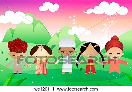 Children of different religions joining hands together, India View Large Photo Image Stock Image - Children of different religions joining hands together, India. Fotosearch