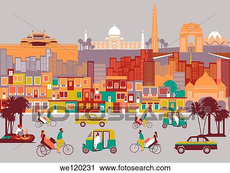 City with montage of landmarks, New Delhi, India View Large Photo Image Stock Image - City with montage of landmarks, New Delhi, India. Fotosearch