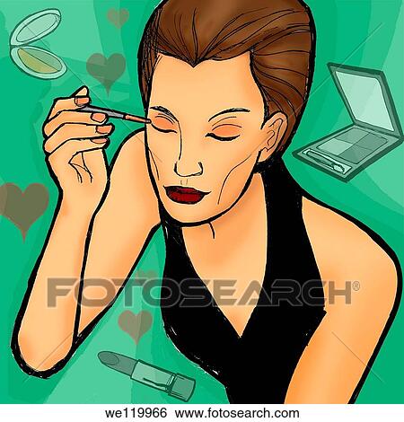 Stock Photograph - Close-up of a woman applying eye make-up. Fotosearch