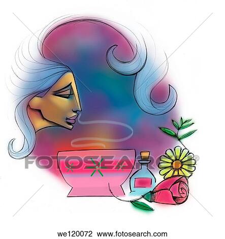 Stock Image - Close-up of a woman smelling, India. Fotosearch