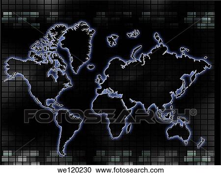 Stock Image - Close-up of a world map. Fotosearch