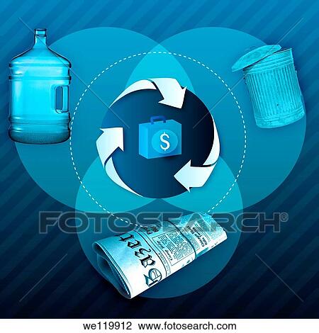 Stock Image - Close-up of recycling process. Fotosearch