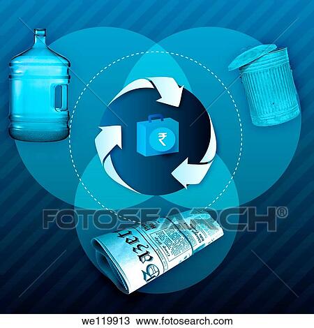 Stock Image - Close-up of recycling process. Fotosearch