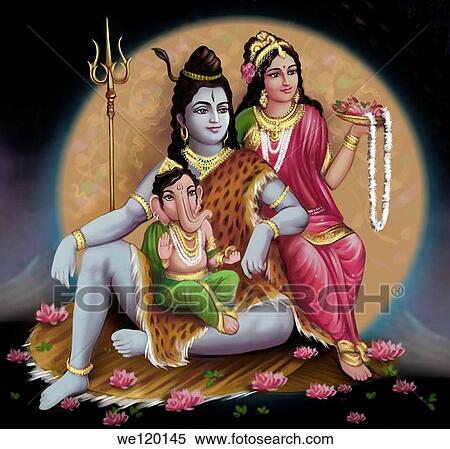 Close-up of Shiv-Parvati with Lord Ganesha View Large Photo Image Stock Photography - Close-up of Shiv-Parvati with Lord Ganesha. Fotosearch