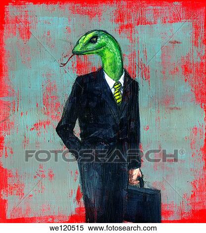 Stock Photography - Conceptual illustration of businessman with snake head depicting dishonesty. Fotosearch