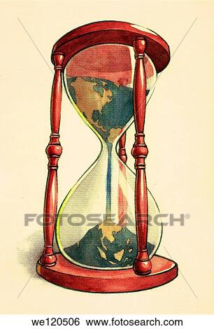 Conceptual illustration of globe in hourglass over colored background depicting environmental damage View Large Photo Image Stock Photograph - Conceptual illustration of globe in hourglass over colored background depicting environmental damage. Fotosearch
