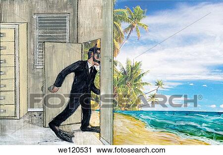 Conceptual shot of businessman wearing snorkel and flippers escaping from work View Large Photo Image Stock Image - Conceptual shot of businessman wearing snorkel and flippers escaping from work. Fotosearch