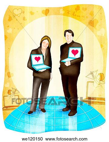 Couple standing with laptops View Large Photo Image Stock Image - Couple standing with laptops. Fotosearch