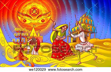 Couples doing garba dance of navratri festival View Large Photo Image Stock Photo - Couples doing garba dance of navratri festival. Fotosearch