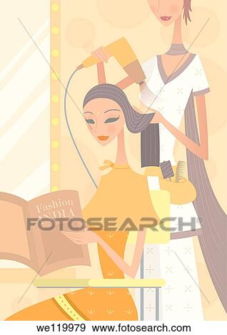 Stock Photo - Customer in a hair salon. Fotosearch