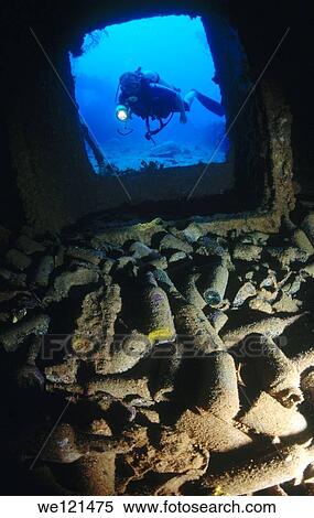 Diver and sake bottles of Fujikawa Maru in Truk Lagoon View Large Photo Image Stock Photography - Diver and sake bottles of Fujikawa Maru in Truk Lagoon. Fotosearch