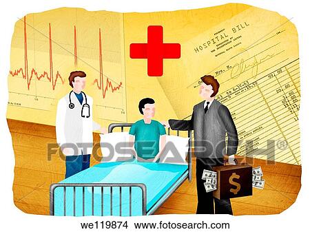 Doctor and a medical insurance agent with a patient in a hospital View Large Photo Image Picture - Doctor and a medical insurance agent with a patient in a hospital. Fotosearch