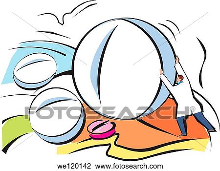 Stock Image - Doctor pushing a large pill. Fotosearch