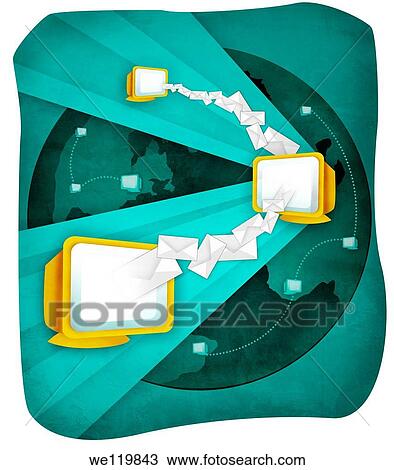 E-mails transfers from one computer to another computer View Large Photo Image Stock Image - E-mails transfers from one computer to another computer. Fotosearch