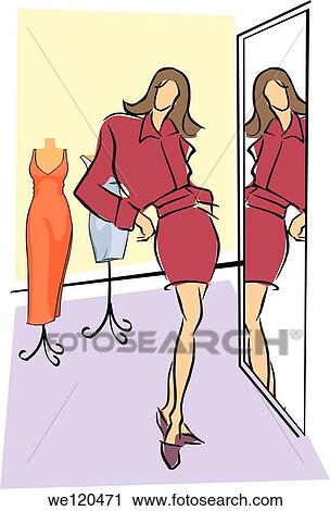 Fashion model standing in front of a mirror View Large Photo Image Stock Image - Fashion model standing in front of a mirror. Fotosearch