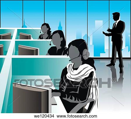 Female customer service representatives in an office, India View Large Photo Image Picture - Female customer service representatives in an office, India. Fotosearch